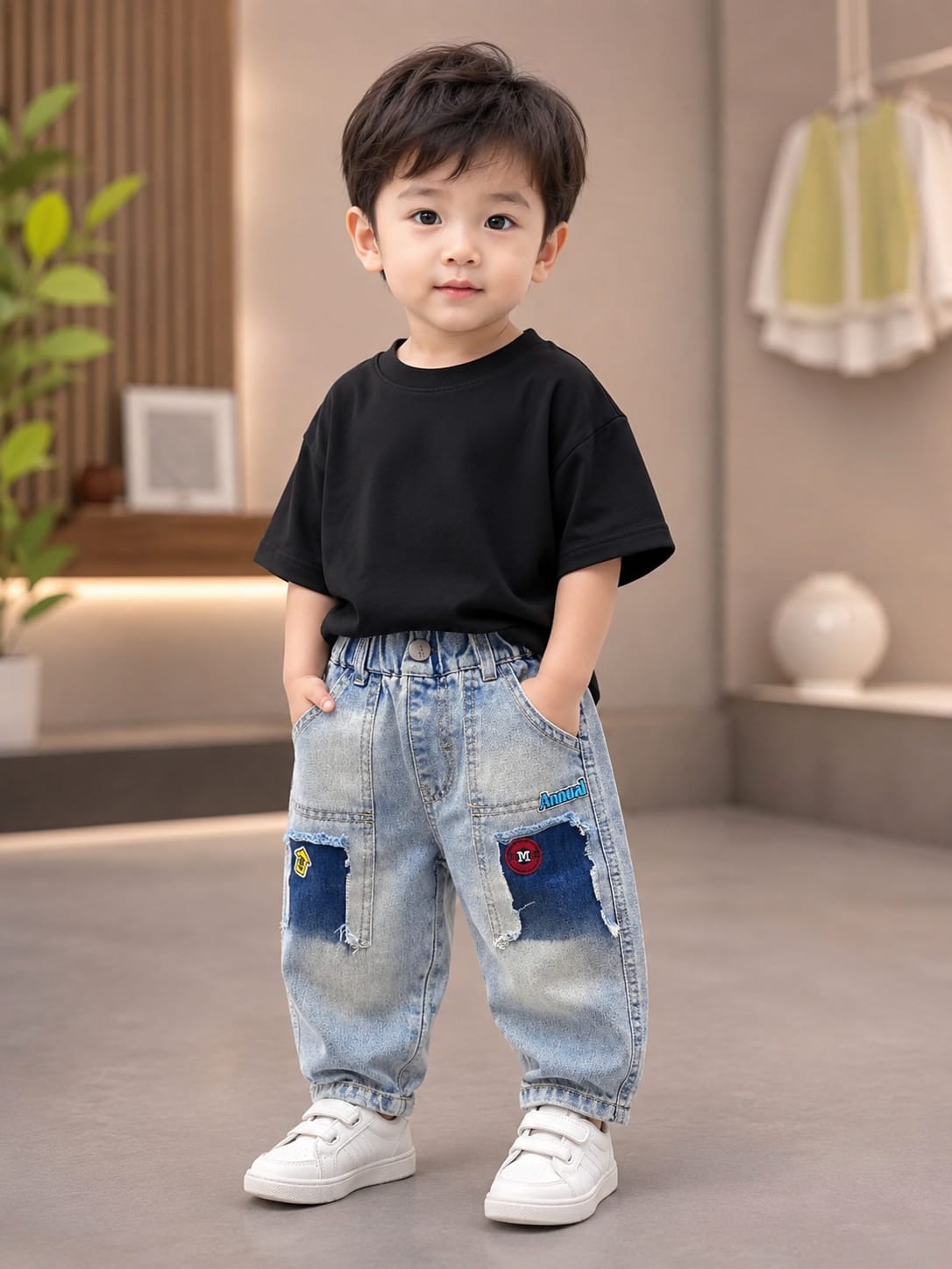 Boys Light Blue Washed Denim Cargo Shorts | 2–7 Years