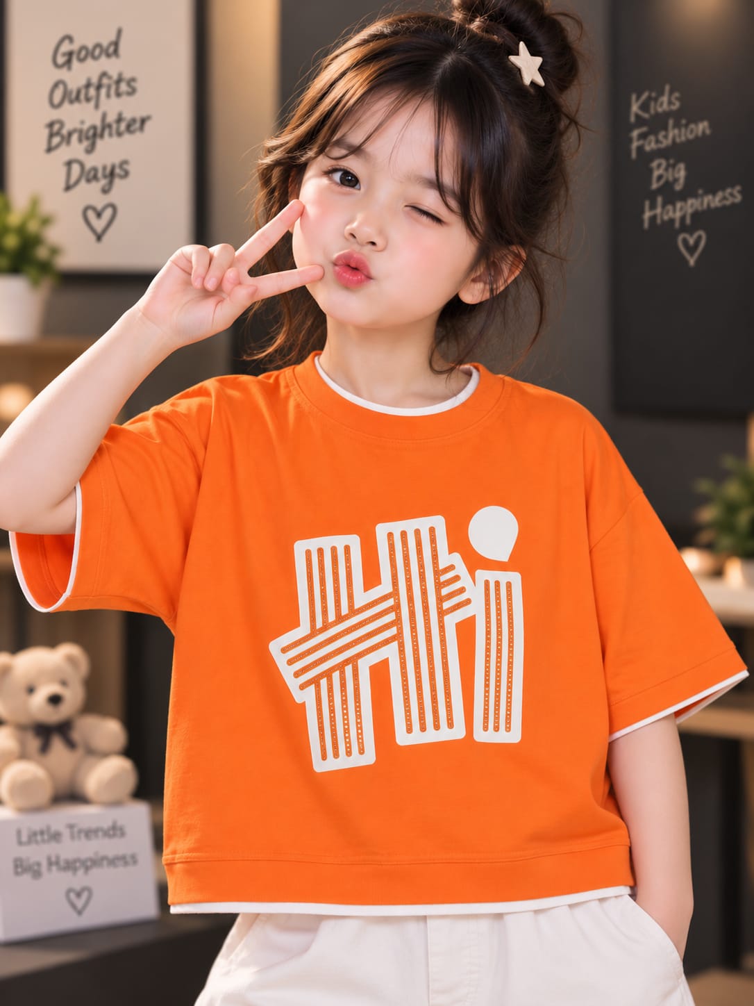 Kids Orange Graphic T-Shirt | Stylish Casual Half Sleeve Tee | Sizes 26–36