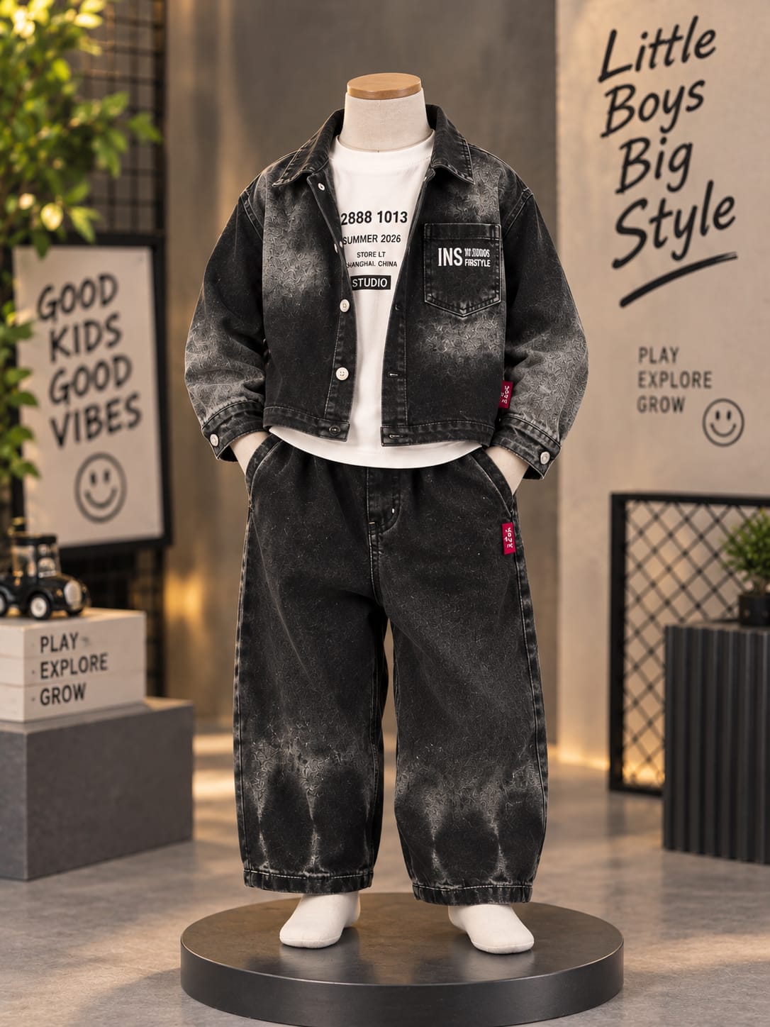 Boys Premium Printed Co-Ord Set | Korean Style Sweatshirt & Jogger Set | Sizes 18–26