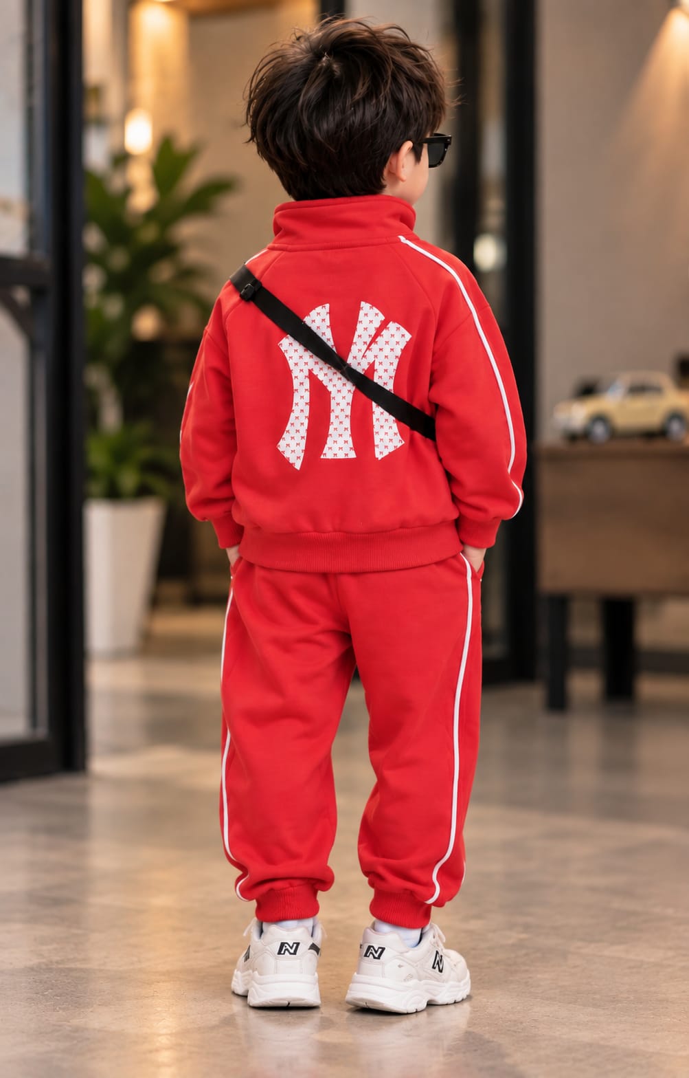 Boys Premium Red Tracksuit Set with Crossbody Bag | Stylish Casual Wear | Sizes 18–26