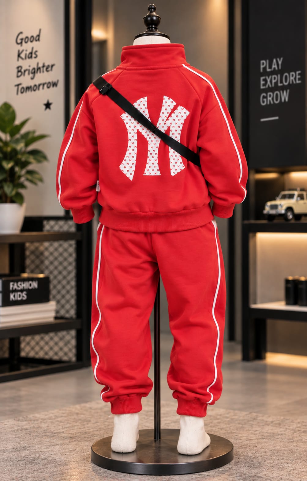 Boys Premium Red Tracksuit Set with Crossbody Bag | Stylish Casual Wear | Sizes 18–26