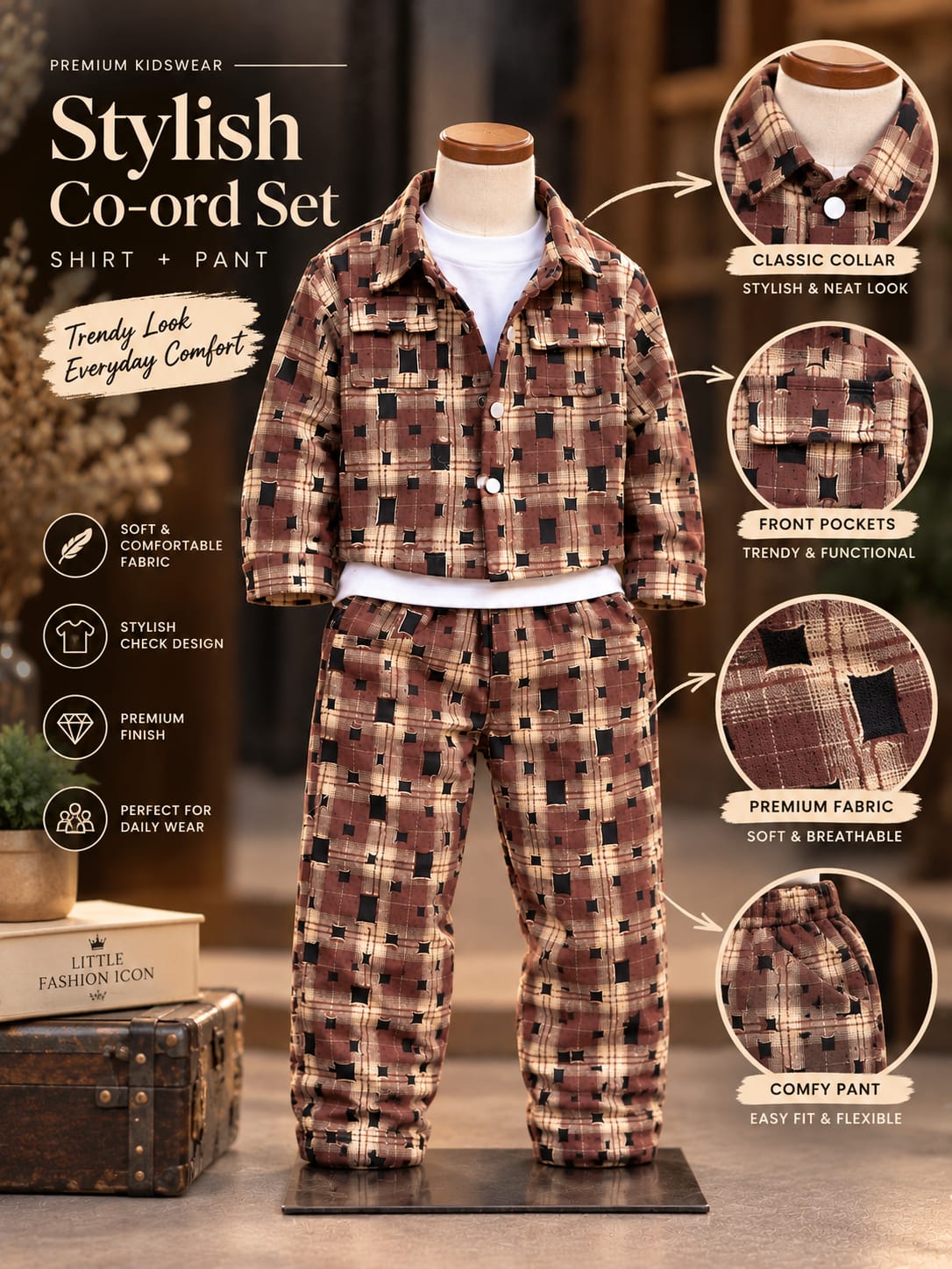 Boys Premium Korean Style Printed Co-Ord Set | Stylish Casual Wear | Sizes 6 Months–4 Years.