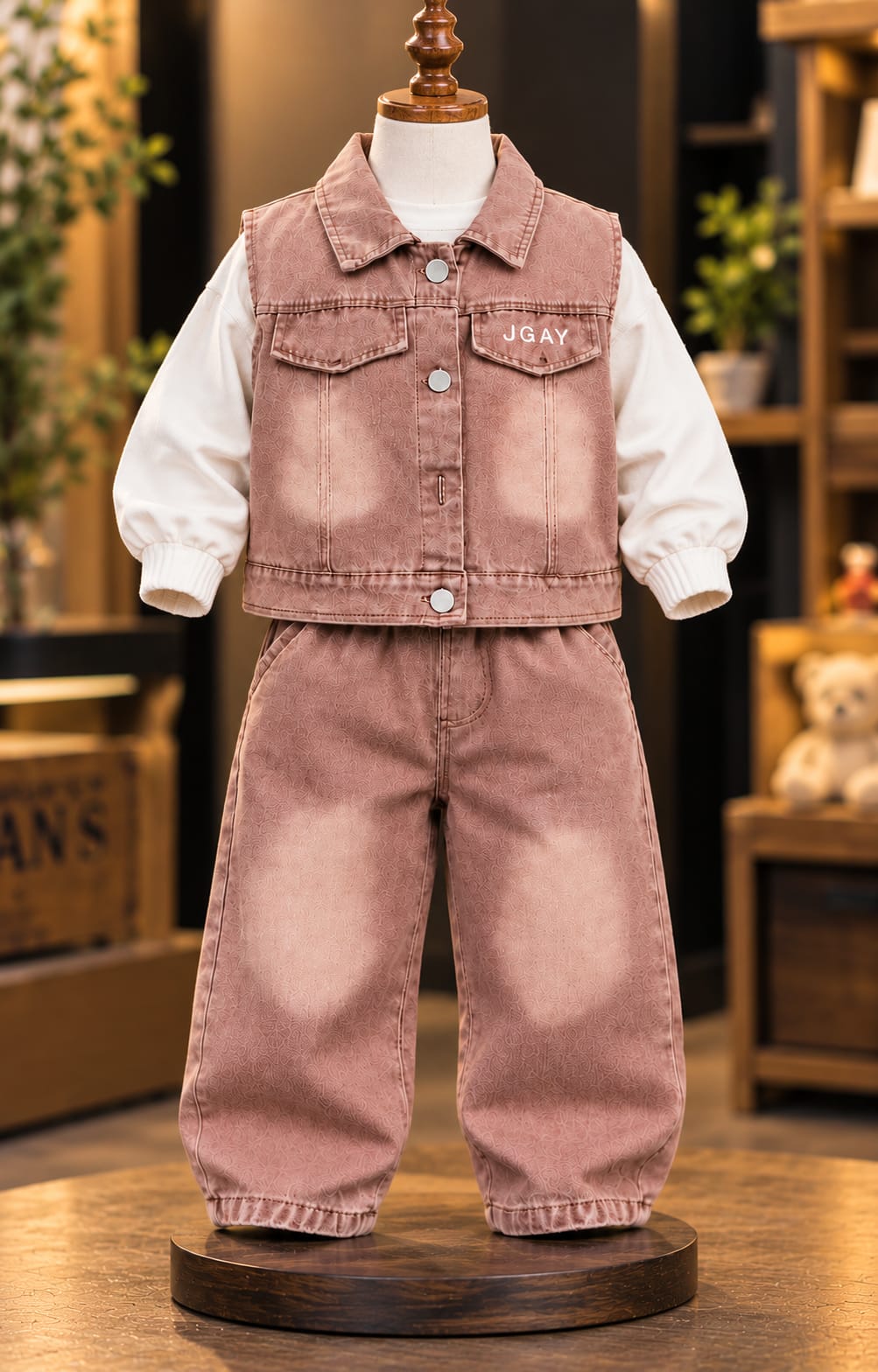 Boys Stylish Denim 3-Piece Co-Ord Set | Jacket, T-Shirt & Baggy Pants | Trendy Kidswear | Sizes 18–26