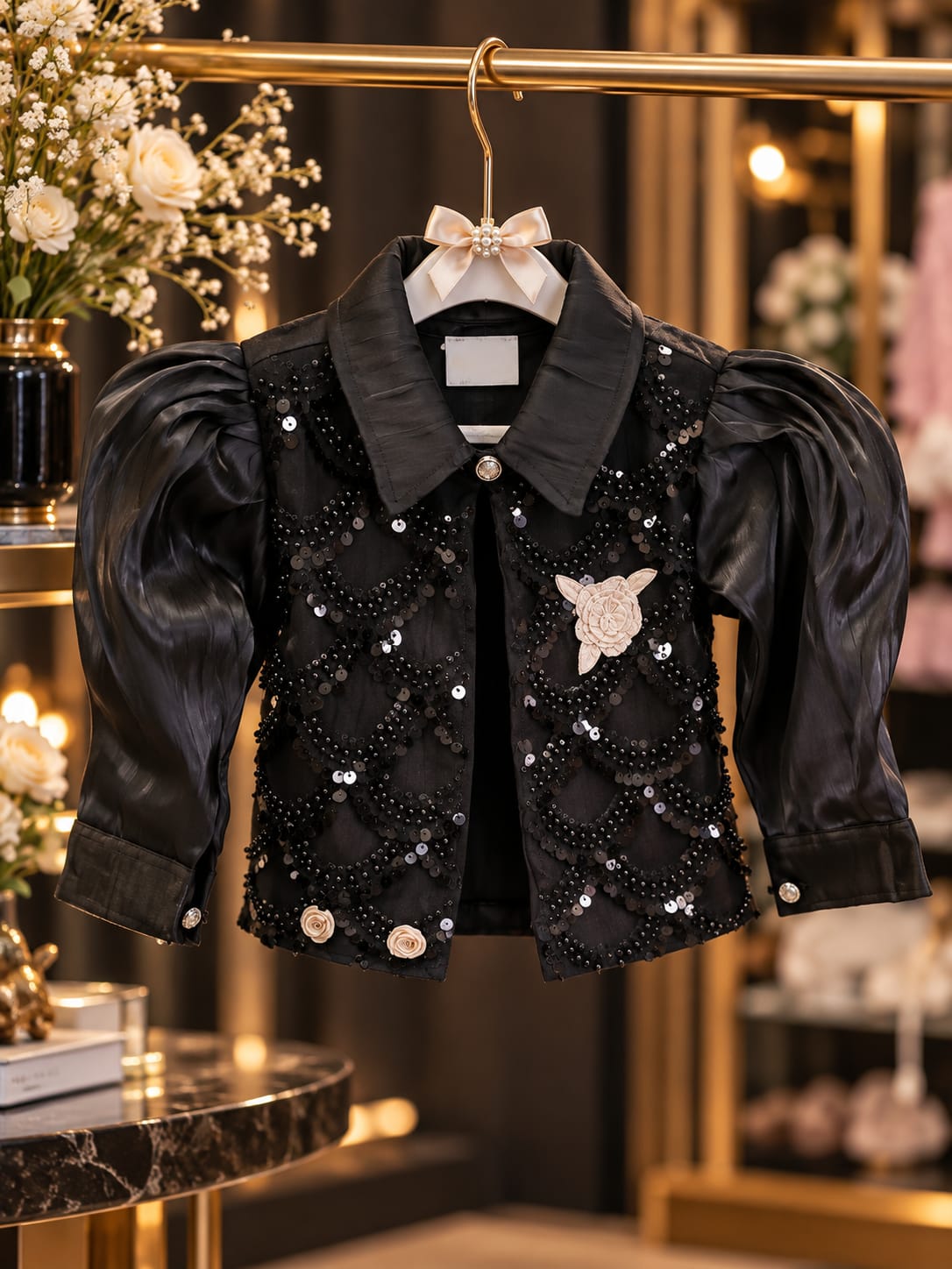 Girls Stylish Partywear 2-Piece Set | Embellished Jacket & Bubble Skirt | Elegant Kids Dress | Sizes 18–24