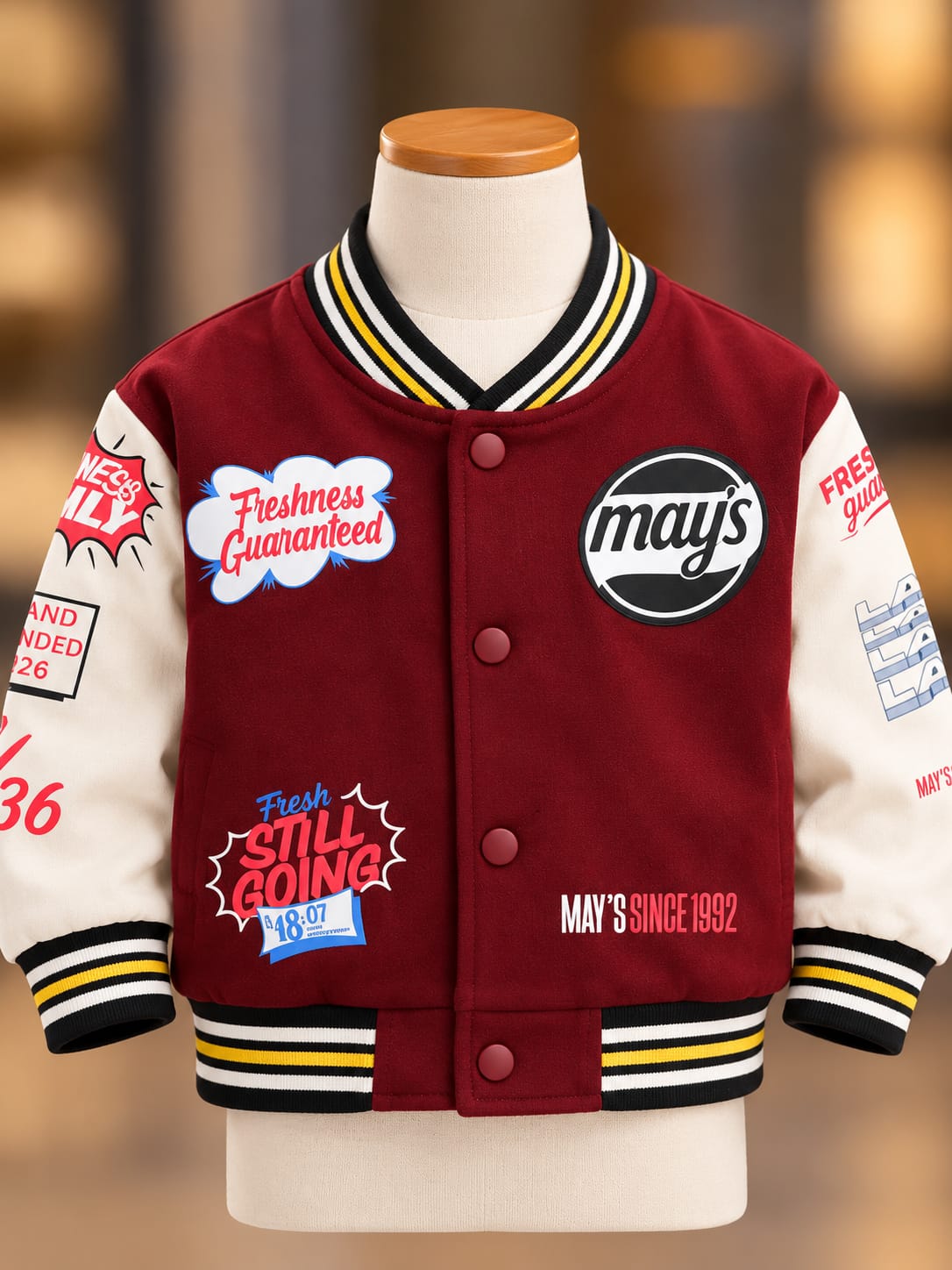 Boys Maroon Varsity Jacket Cord Set with Graphic T-Shirt & Baggy Jeans | Sizes 18–26