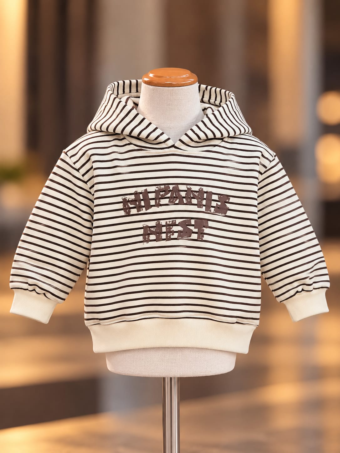 Boys Black Leather-Look Jacket Cord Set with Striped Hoodie & Printed Pants | Sizes 18–26