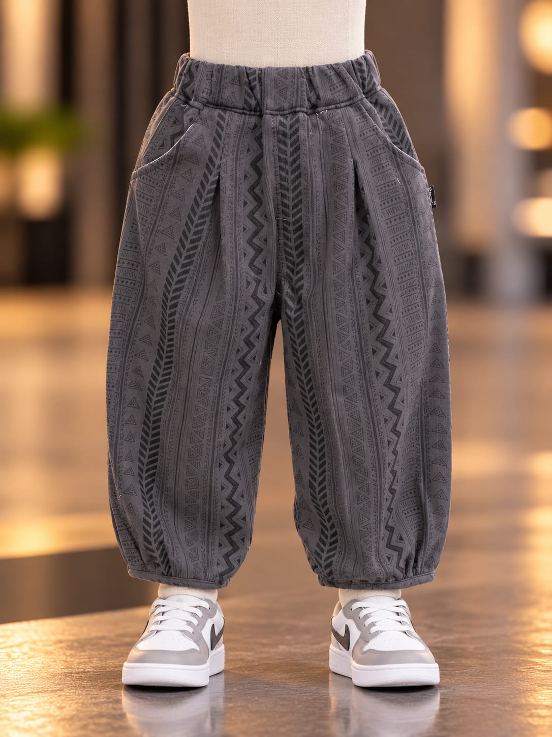 Boys Black Leather-Look Jacket Cord Set with Striped Hoodie & Printed Pants | Sizes 18–26