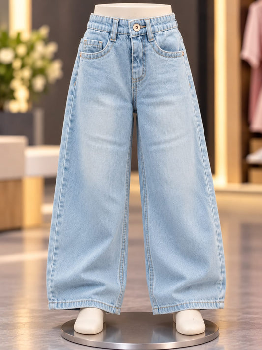 Girls Light Blue Super Baggy Jeans | Wide-Leg Denim Pants | Sizes 18–24