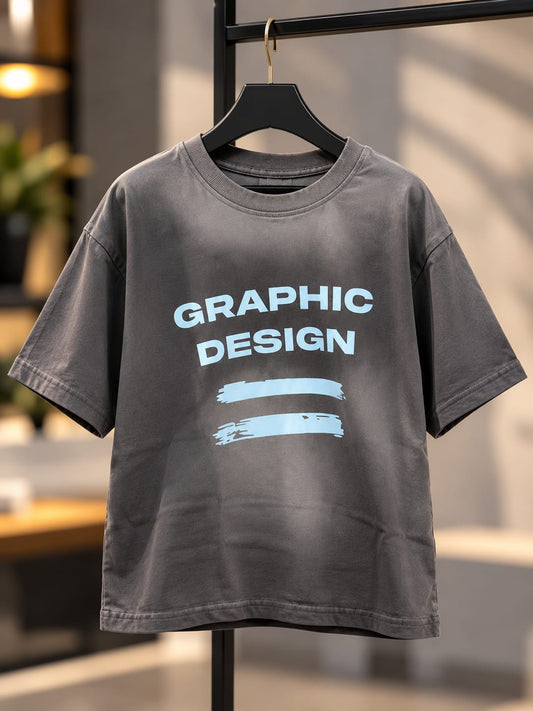 Boys Charcoal Grey Oversized Graphic T-Shirt | Casual Streetwear | 5–10 Years