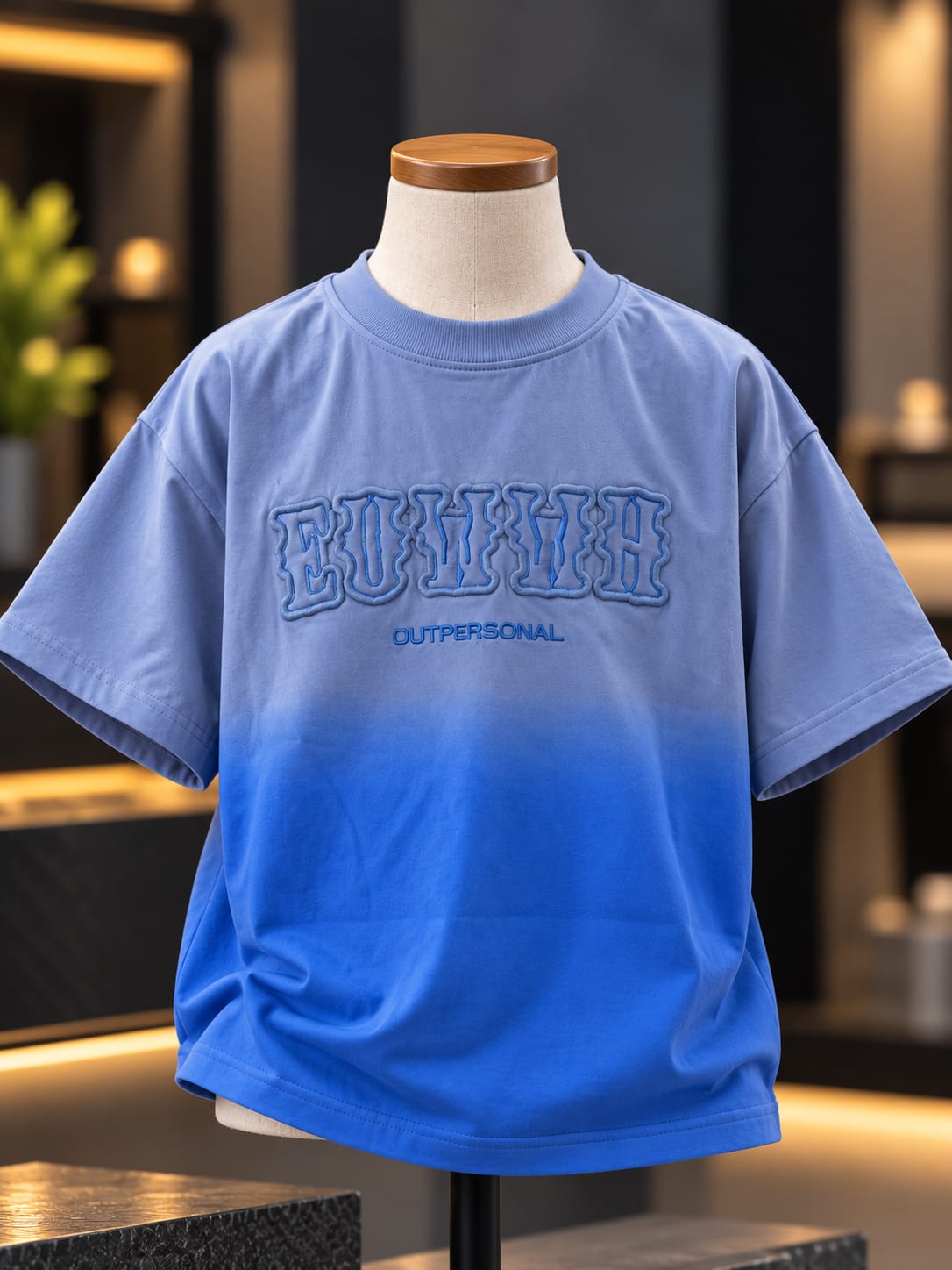 Boys Blue Ombre Oversized T-Shirt with Embossed Graphic | 5–10 Years