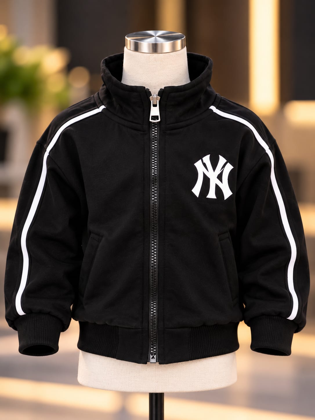 Boys Black Sports Tracksuit Set with White Stripe Detail | Sizes 18–26