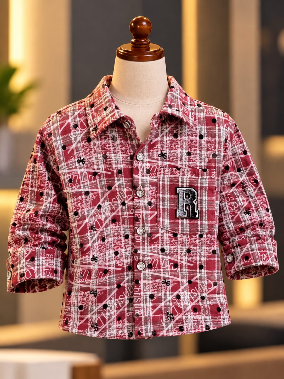 Boys Red Checkered Shirt Jacket with Graphic Tee & Grey Cargo Joggers | Sizes 18–26