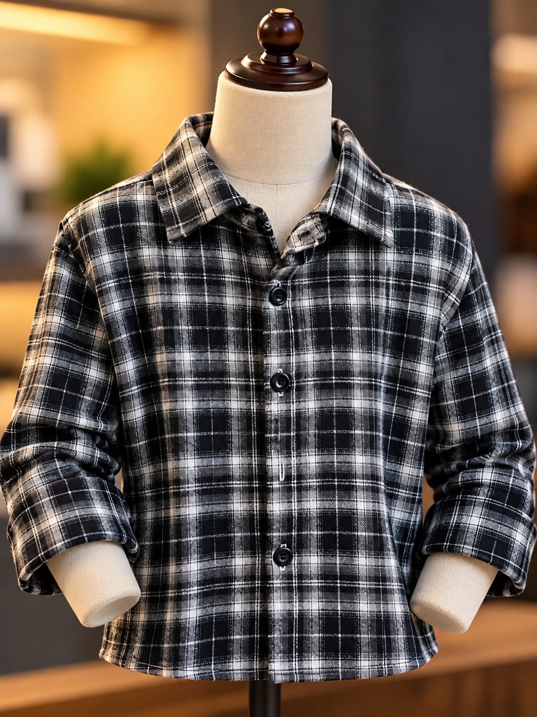 Boys Brown Leather-Look Vest with Check Shirt & Black Baggy Jeans | Sizes 18–26