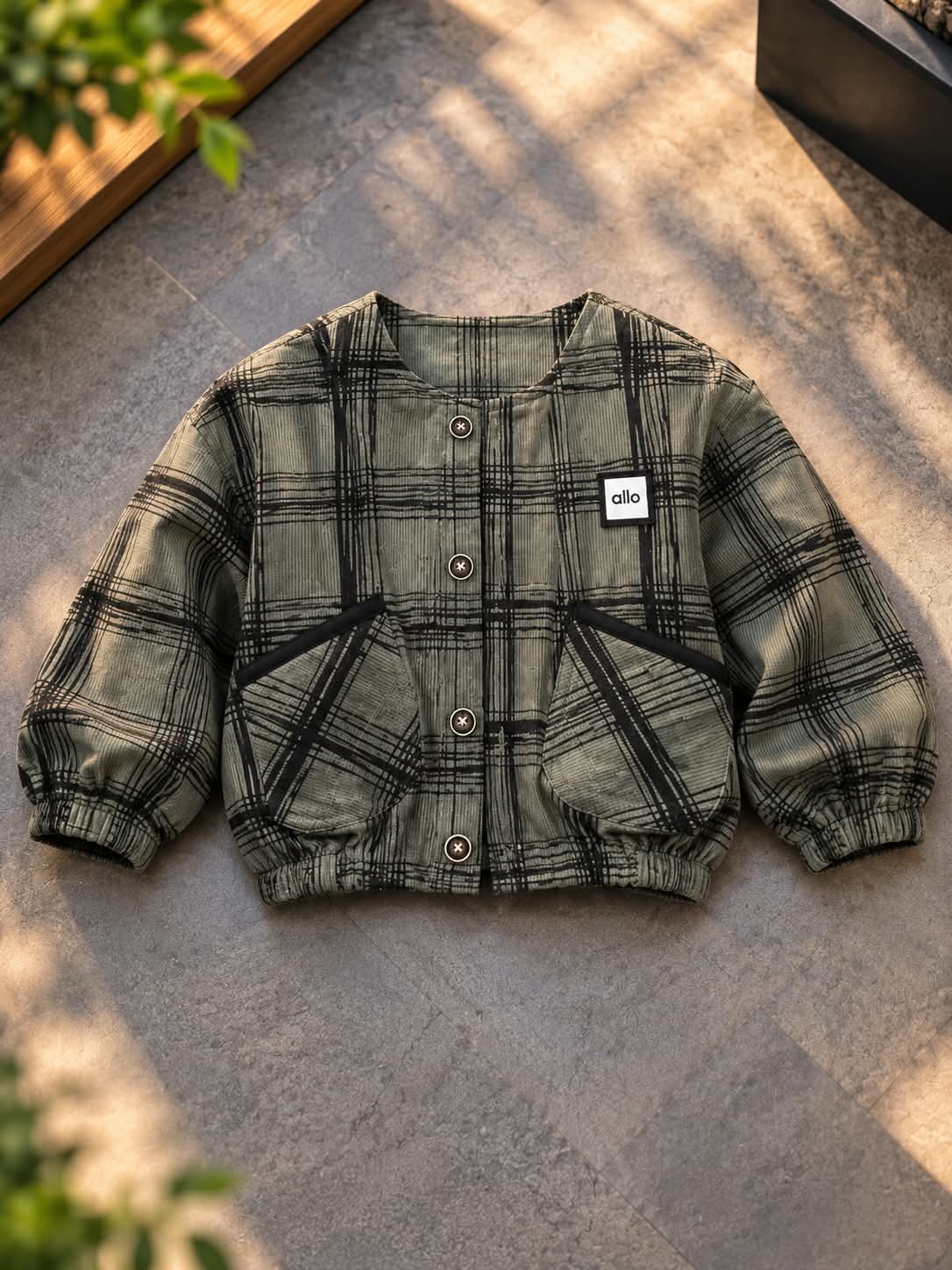 Boys Korean Style Black Check Jacket & Hoodie Set with Joggers | Sizes 18–26