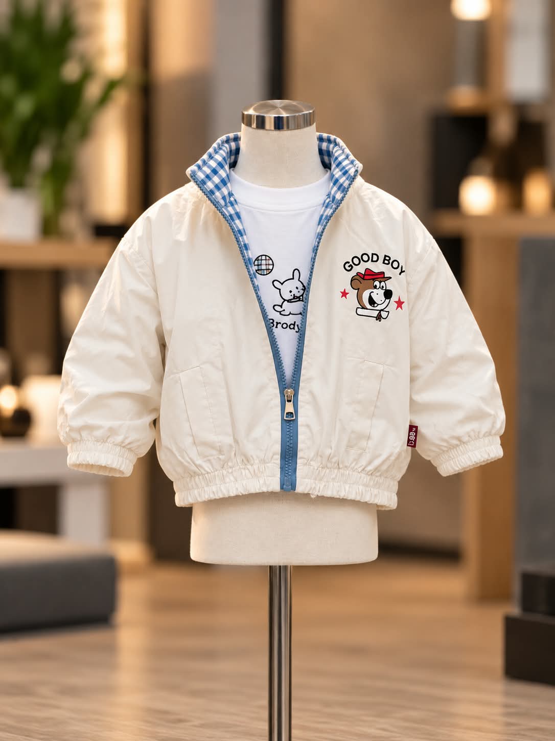 Boys 3-Piece White Cartoon Jacket, T-Shirt & Baggy Jeans Set | Sizes 18–26