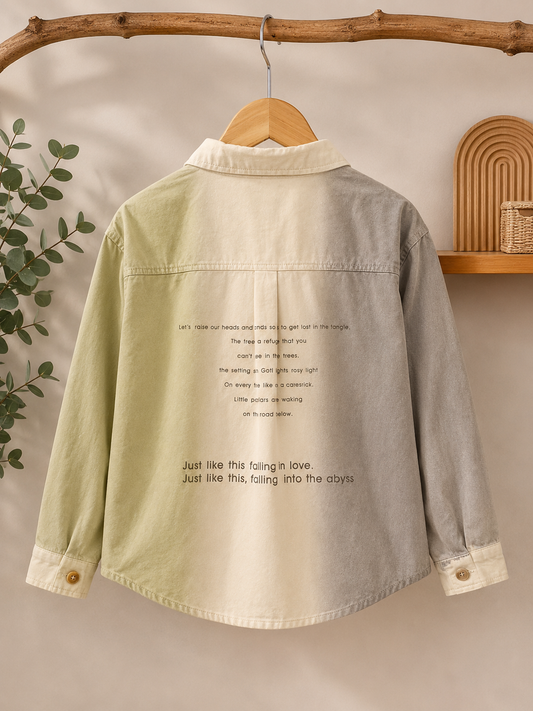 Boys Korean Style Color Block Casual Shirt – Grey, Cream & Sage Green | Premium Cotton | 2–7 Years