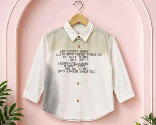 Boys Premium Ombre Print Casual Shirt – Green Grey | Korean Style | 2–7 Years