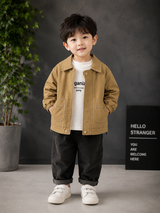 Boys Premium Casual Jacket with White T-Shirt (2–7 Years)